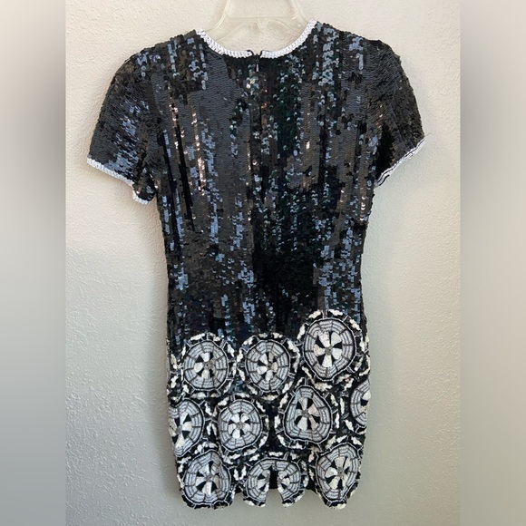 Rare AJ Bari Vintage Silk Sequins Beaded Scalloped Hem Cocktail Party Dress Sz 6 - Picture 7 of 16